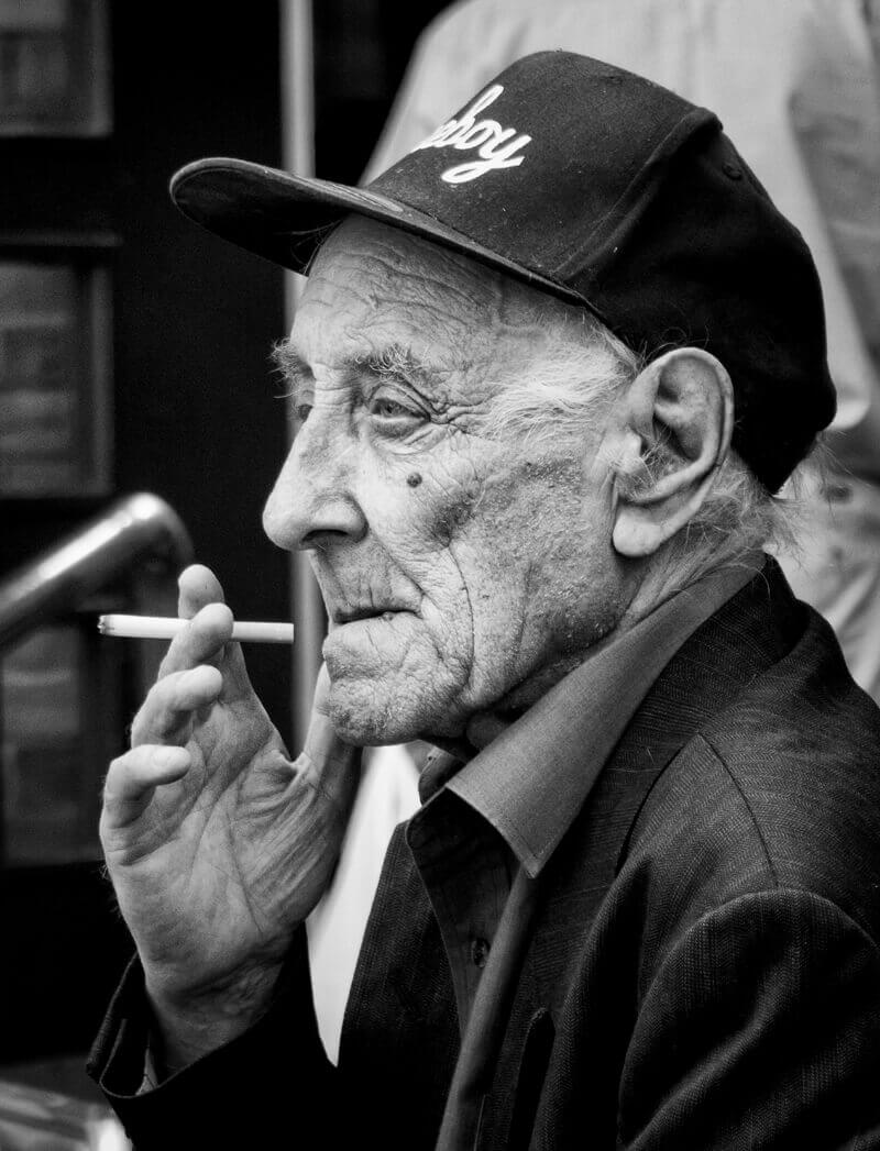 Old man smoking, Castleford