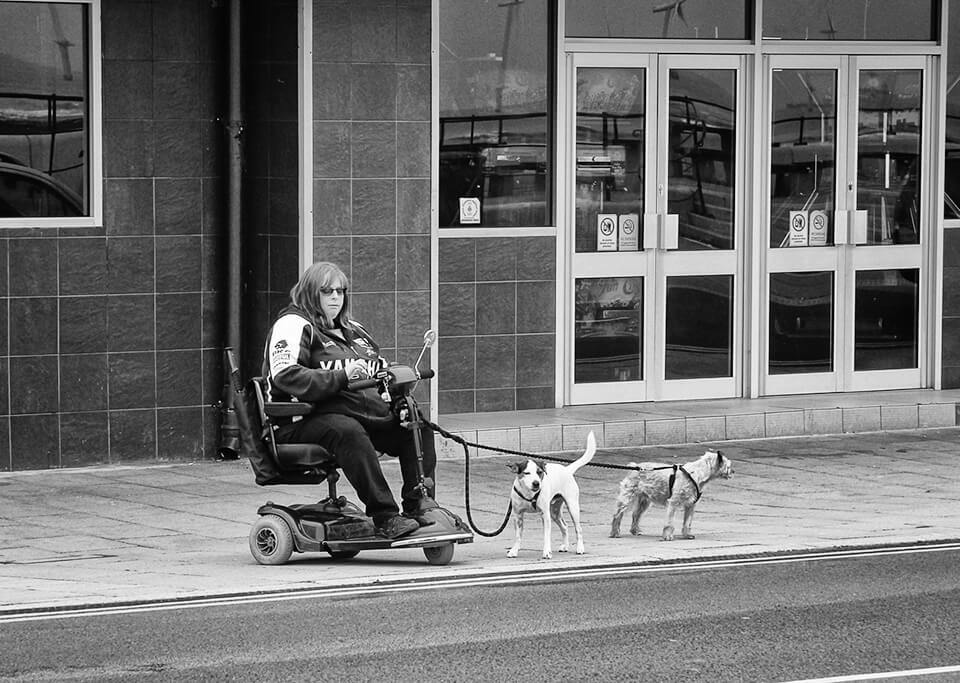 Disabled woman with dogs, Redcar